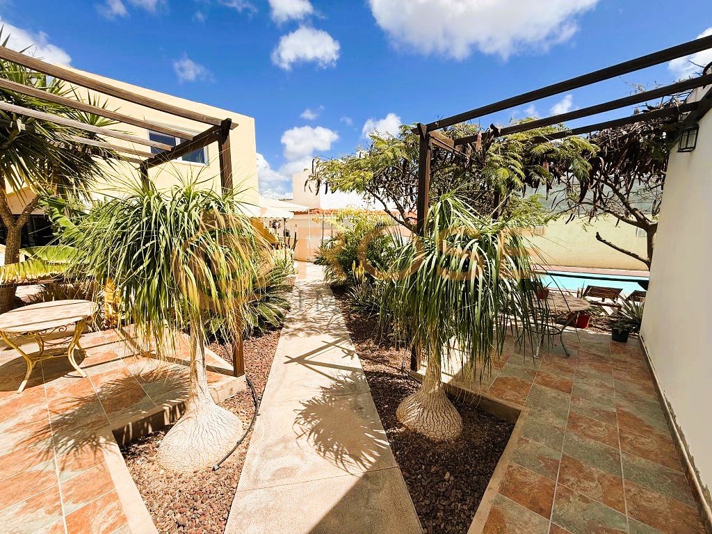 Terraced outdoor area with elegant pergolas and a well-designed pathway concept
